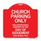 Signmission Church Parking Only Violators Shall Answer on the Day of Judgement Heavy-Gauge Aluminum Sign A-DES-RW-1818-24261 - alternate 1